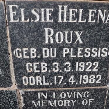 ROUX Elsie Helena nee DU PLESSIS 1922-1982