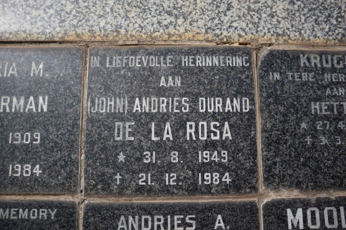 ROSA John Andries Durand, de la 1949-1984