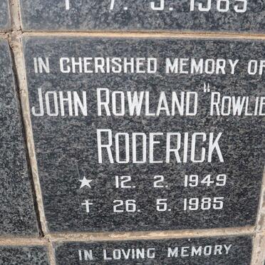 RODERICK John Rowland 1949-1985