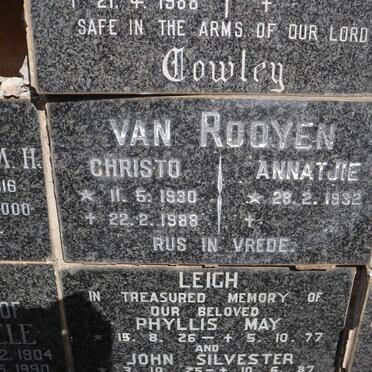 ROOYEN Christo, van 1930-1988 &amp; Annatjie 1932-