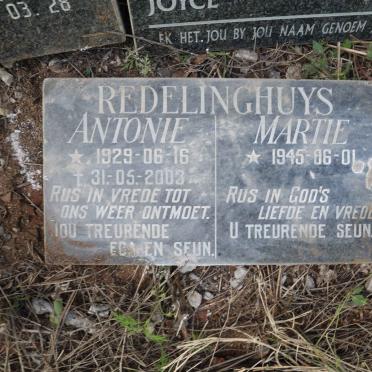 REDELINGHUYS Antonie 1929-2003 &amp; Martie 1945-