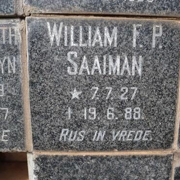 SAAIMAN William F.P. 1927-1988