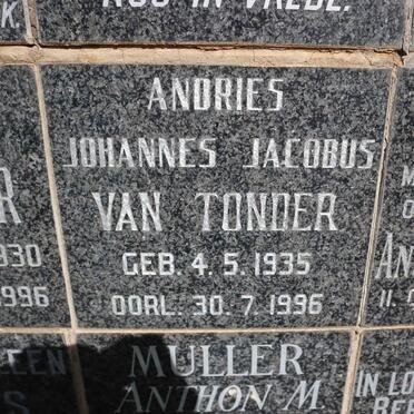 TONDER Andries Johannes Jacobus, van 1935-1996