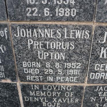 UPTON Johannes Lewis Pretorius 1952-1981