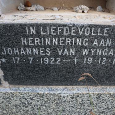 WYNGAARD Johannes, van 1922-1979