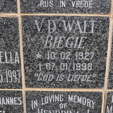 WALT Biegie, v.d. 1927-1998