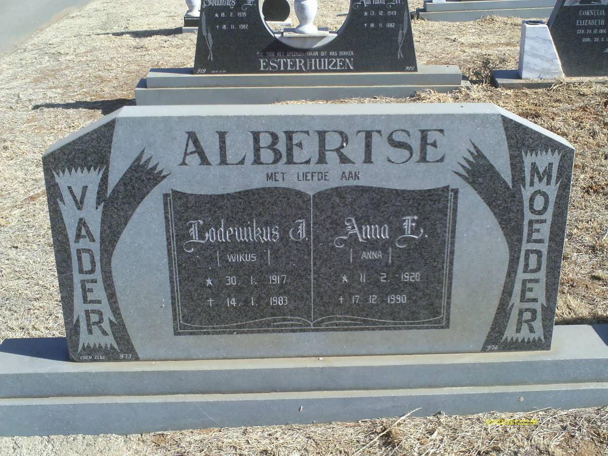 ALBERTSE Lodewikus J. 1917-1983 & Anna E. 1920-1990
