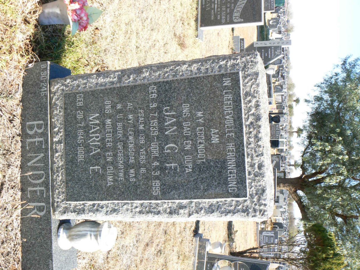 BENDER Jan D.F. 1939-1995 & Maria E. 1945-