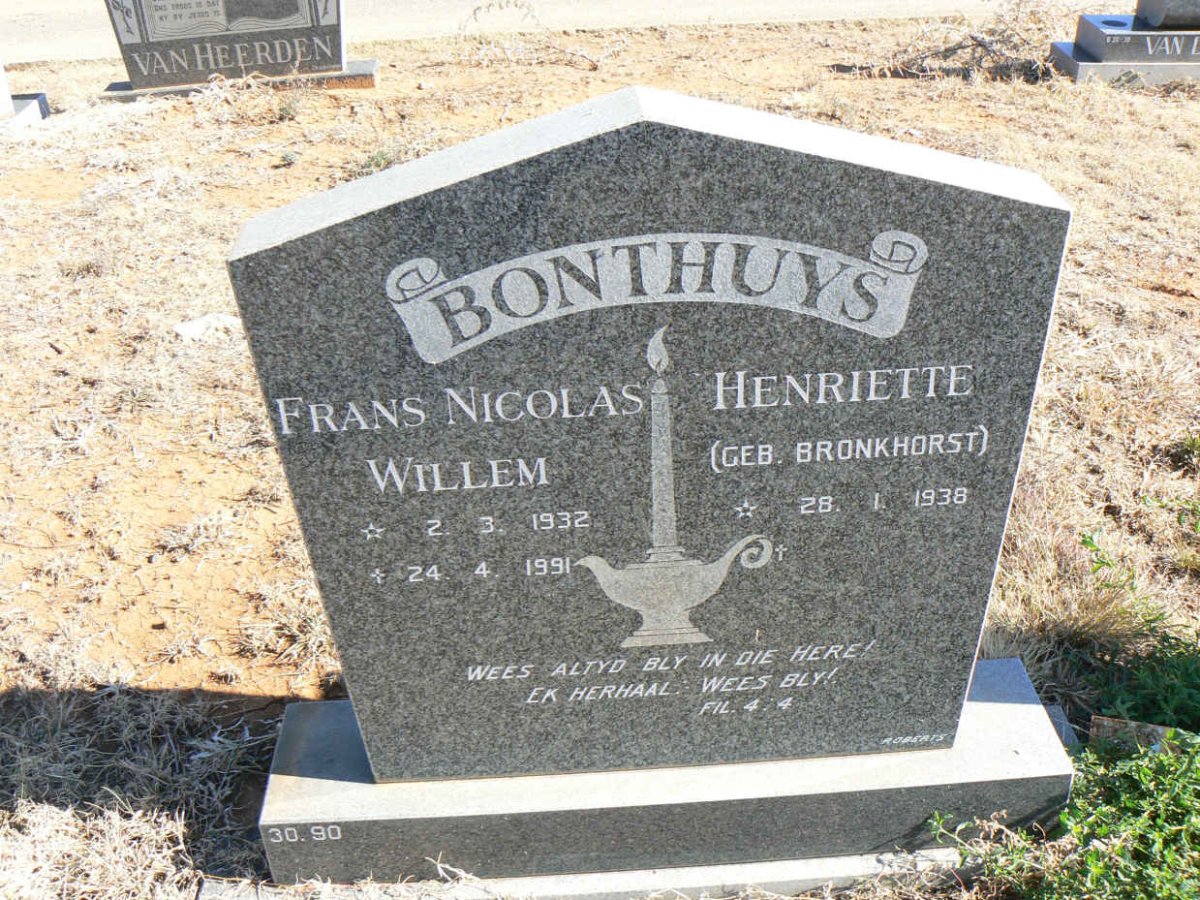 BONTHUYS Frans Nicolas Willem 1932-1991 & Henriette BRONKHORST 1938-