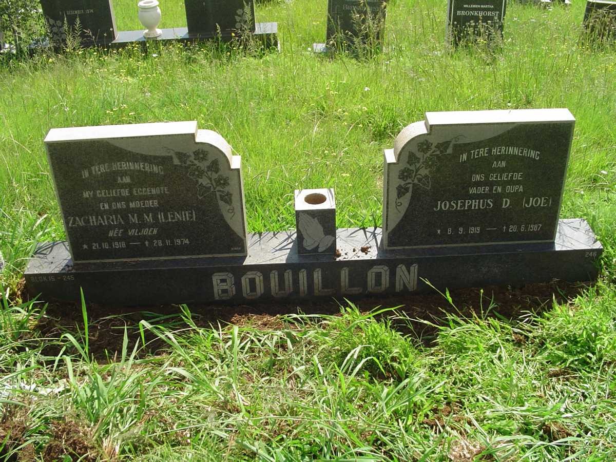 BOUILLON Josephus D. 1919-1987 &amp; Zacharia M.M. VILJOEN 1918-1974