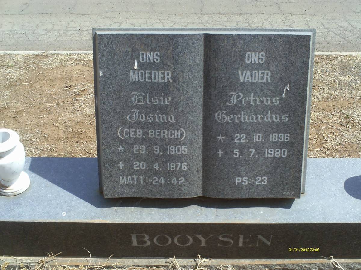 BOOYSEN Petrus Gerhardus 1896-1980 & Elsie Josina BERGH 1905-1976