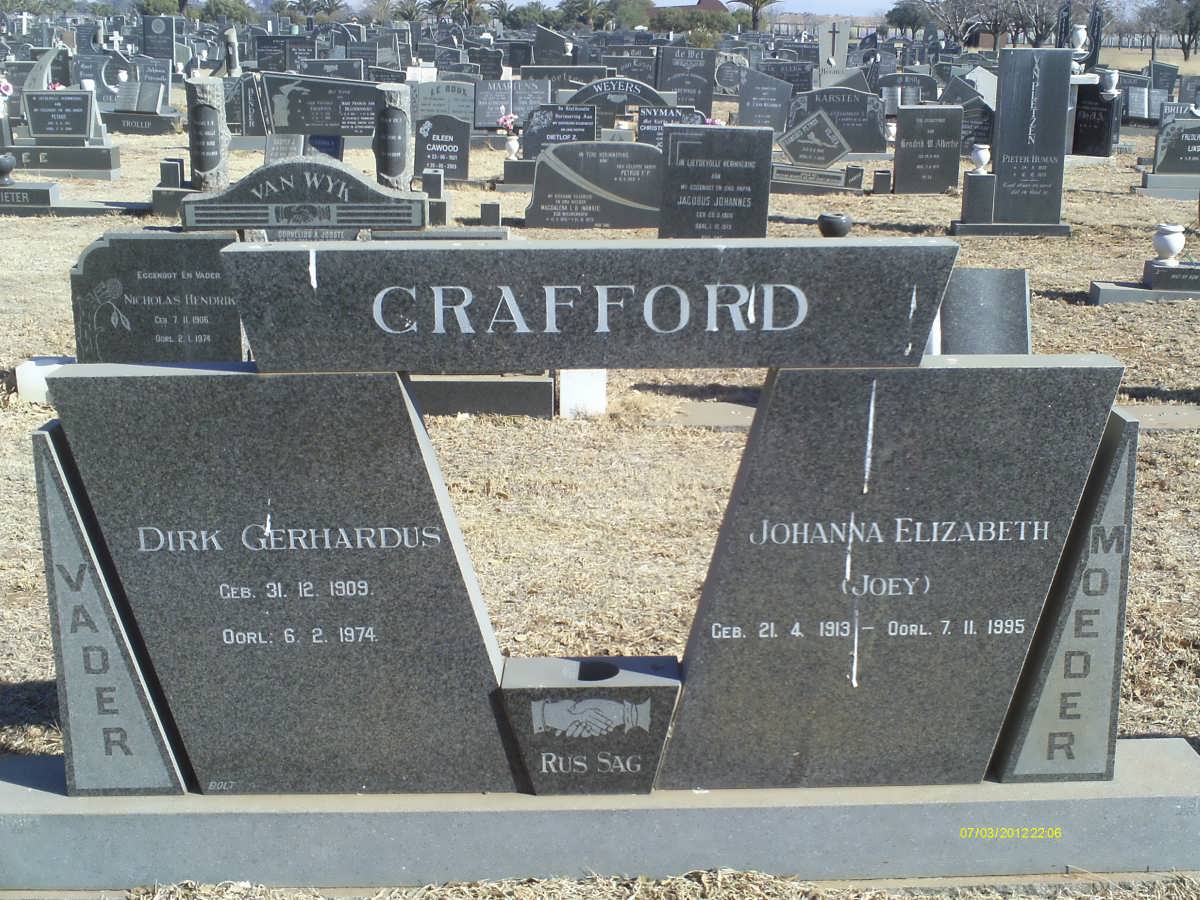 CRAFFORD Dirk Gerhardus 1909-1974 &amp; Johanna Elizabeth 1913-1995