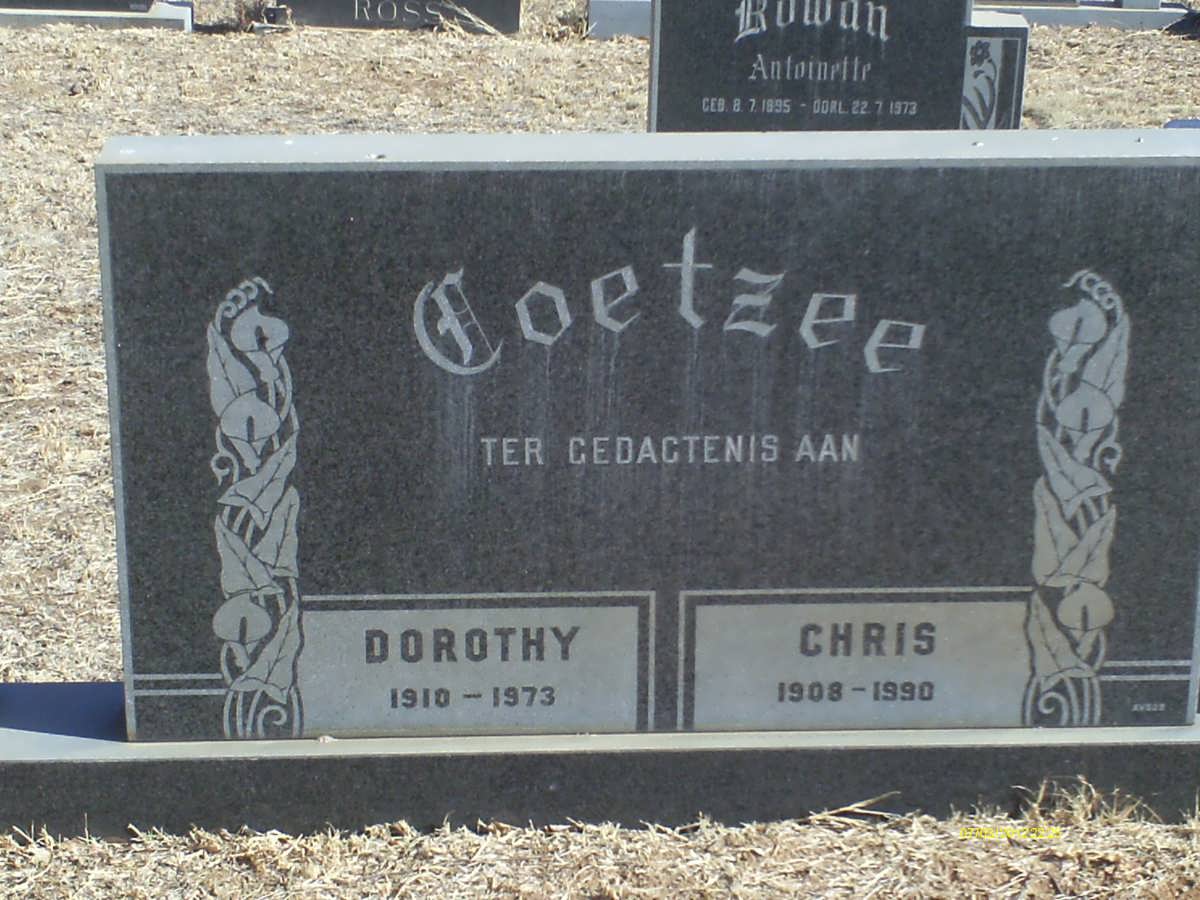 COETZEE Chris 1908-1990 & Dorothy 1910-1973