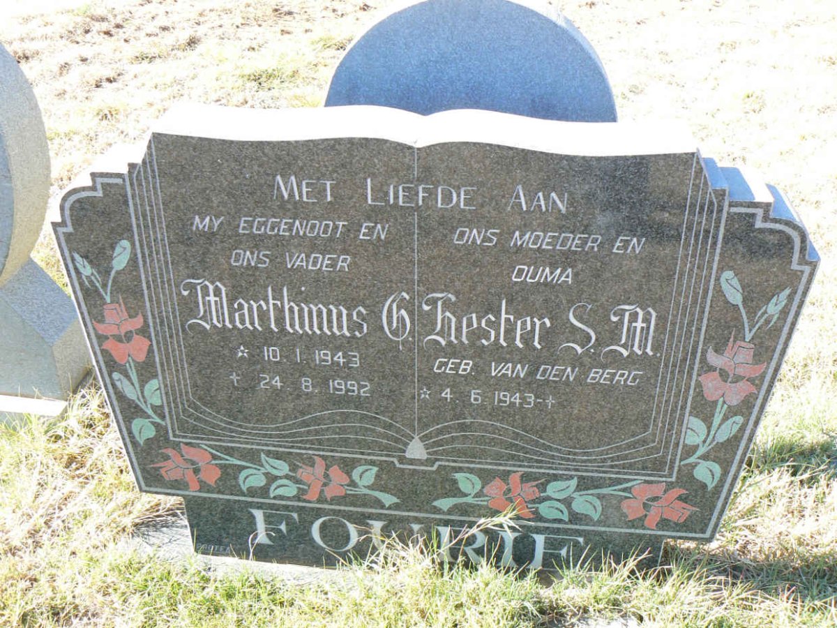 FOURIE Marthinus G. 1943-1992 & Hester S.M. VAN DEN BERG 1943-