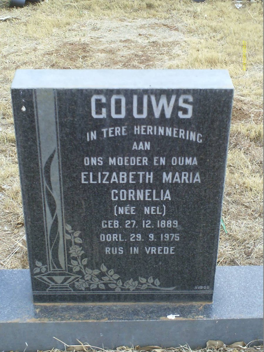 GOUWS Elizabeth Maria Cornelia nee NEL 1889-1975