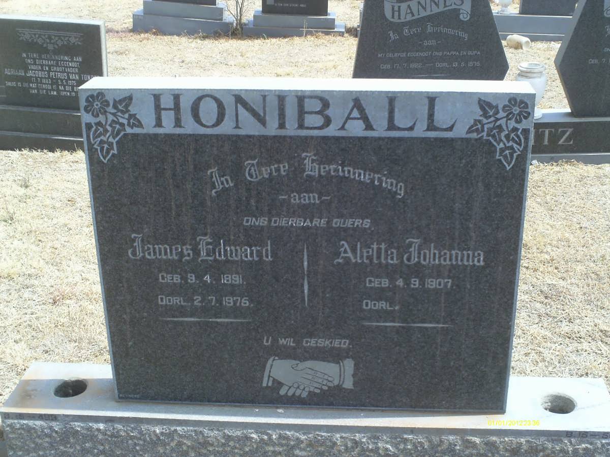 HONIBALL James Edward 1891-1976 & Aletta Johanna 1907-