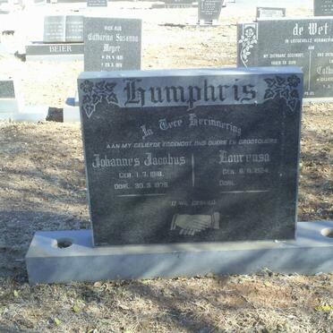 HUMPHRIS Johannes Jacobus 1918-1978 &amp; Lourensa 1924-