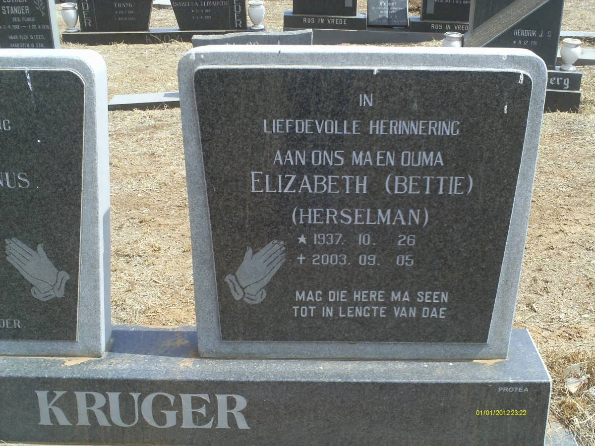 KRUGER Elizabeth nee HERSELMAN 1937-2003