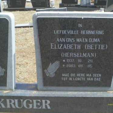 KRUGER Elizabeth nee HERSELMAN 1937-2003