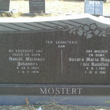MOSTERT Daniel Nicolaas Johannes 1904-1974 &amp; Susara Maria Magdalena HAMILTON 1910-1981