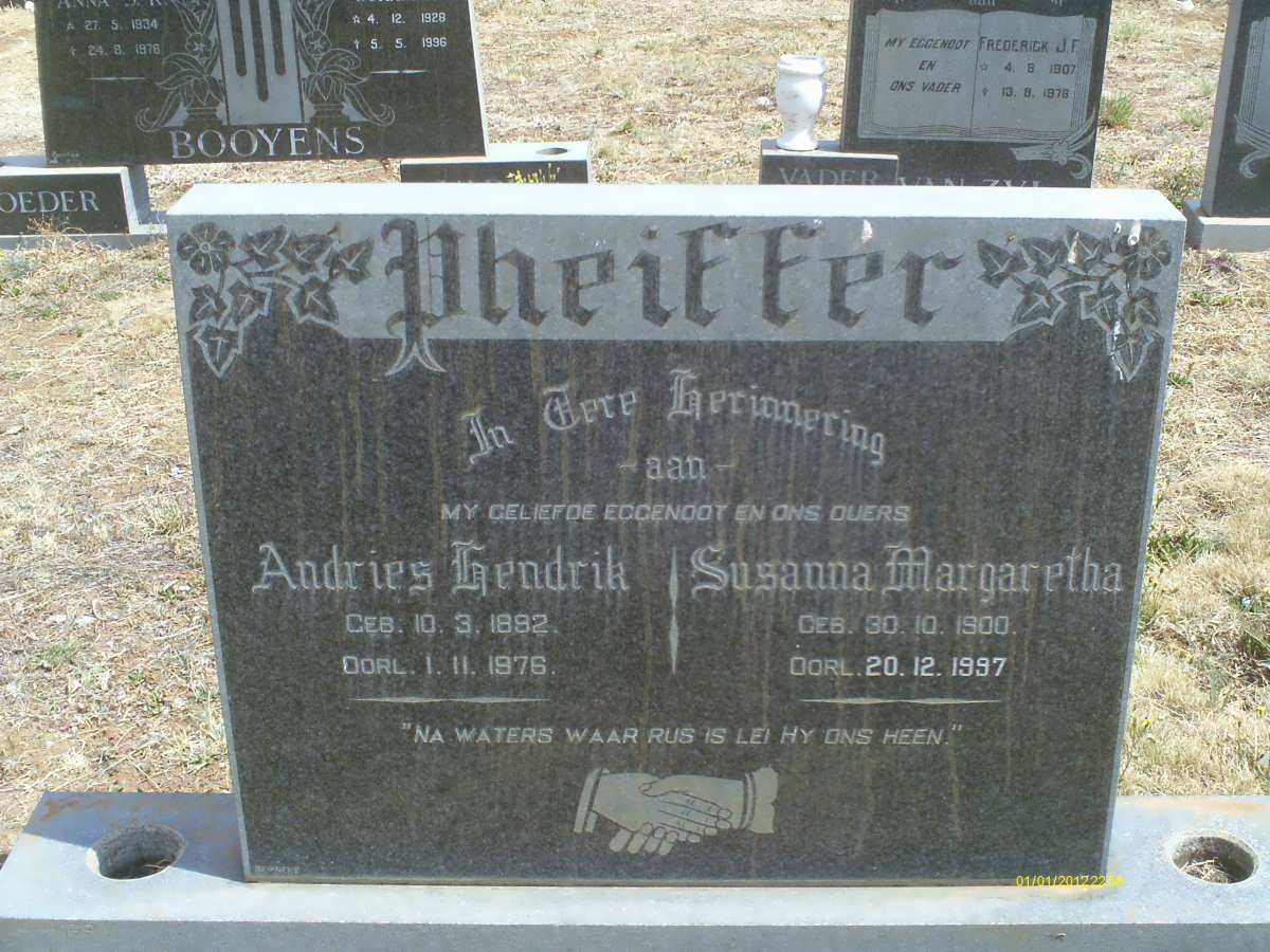 PHEIFFER Andries Hendrik 1892-1976 & Susanna Margaretha 1900-1997
