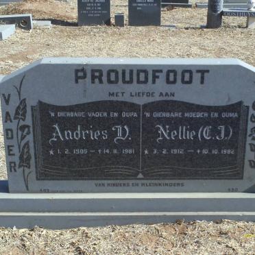 PROUDFOOT Andries D. 1905-1981 &amp; C.J. 1912-1982