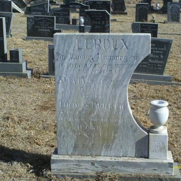ROUX Thomas Bekker, le 1913-1989 &amp; Sylvia DE KLERK 1918-1981