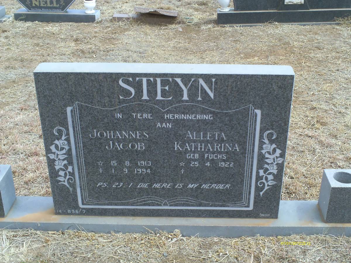 STEYN Johannes Jacob 1913-1994 & Alleta Katharina FUCHS 1922-