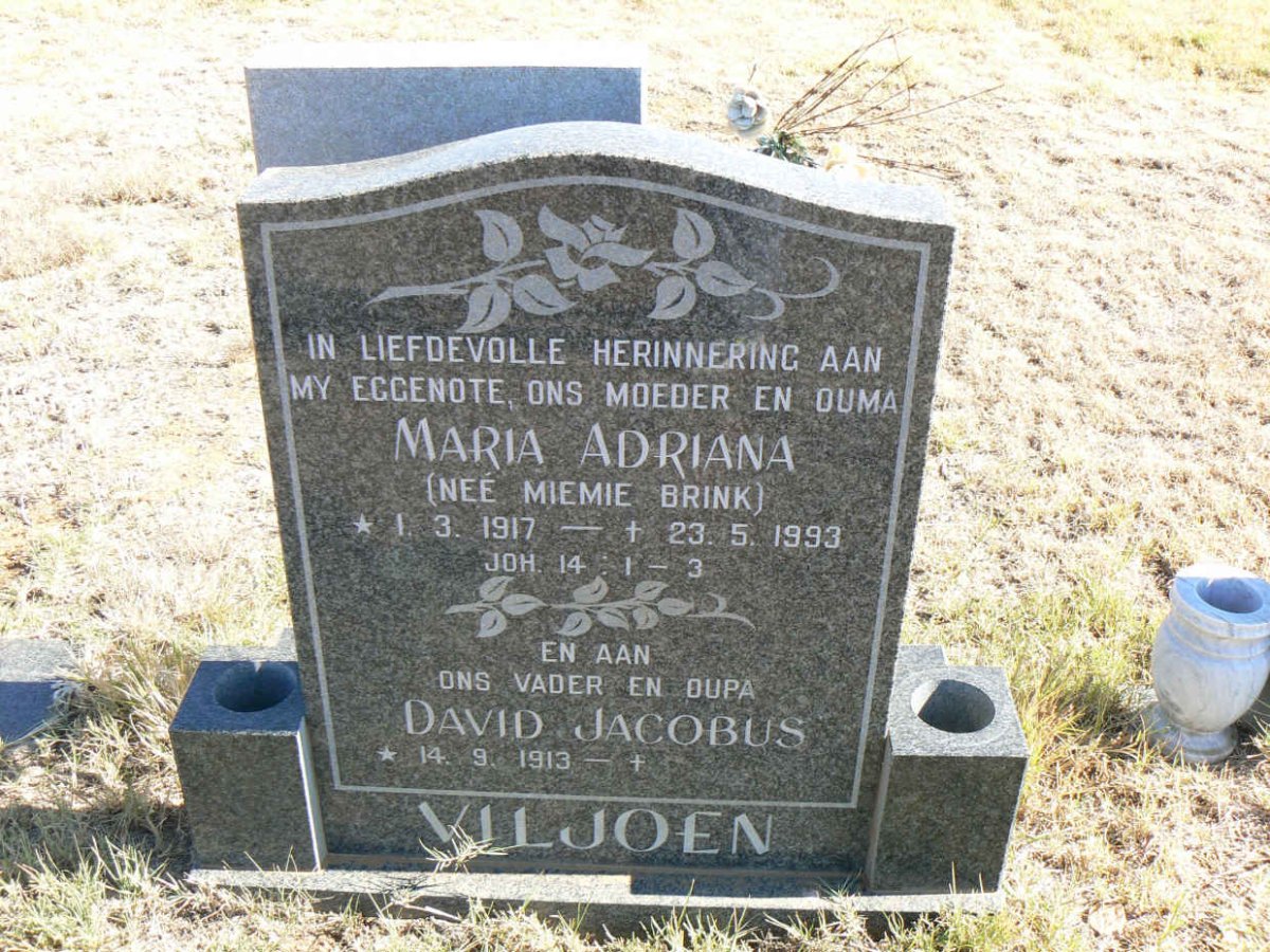 VILJOEN David Jacobus 1913- & Maria Adriana BRINK 1917-1993