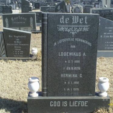 WET Lodewikus A., de 1890-1976 &amp; Hermina C. 1892-1975