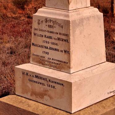 MERWE Willem Karel, v.d. 1785-1856 &amp; Margaretha Johanna DE WIT 1793- :: VAN DER MERWE W.K. -1858