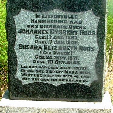 ROOS Johannes Gysbert 1867-1946 &amp; Susara Elizabeth NAUDE 1871-1945