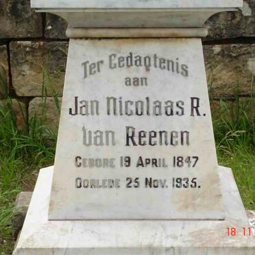 REENEN Jan Nicolaas R., van 1847-1935