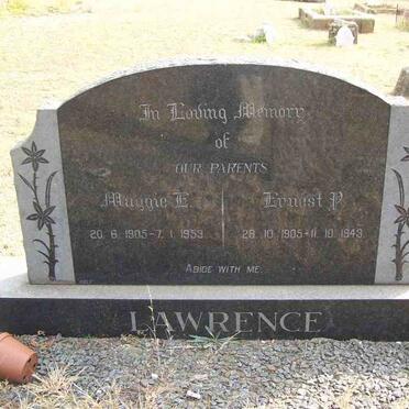 LAWRENCE Ernest P. 1905-1943 &amp; Maggie E. 1905-1953