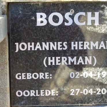 BOSCH Johannes Hermanus 1949-2009