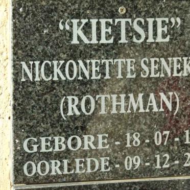 SENEKAL Nickonette nee ROTHMAN 1939-2008