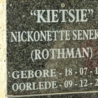SENEKAL Nickonette nee ROTHMAN 1939-2008