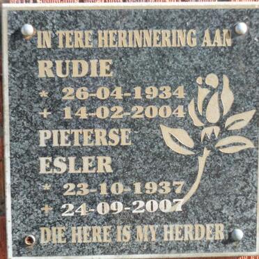 PIETERSE Rudie 1934-2004 &amp; Esler 1937-2007