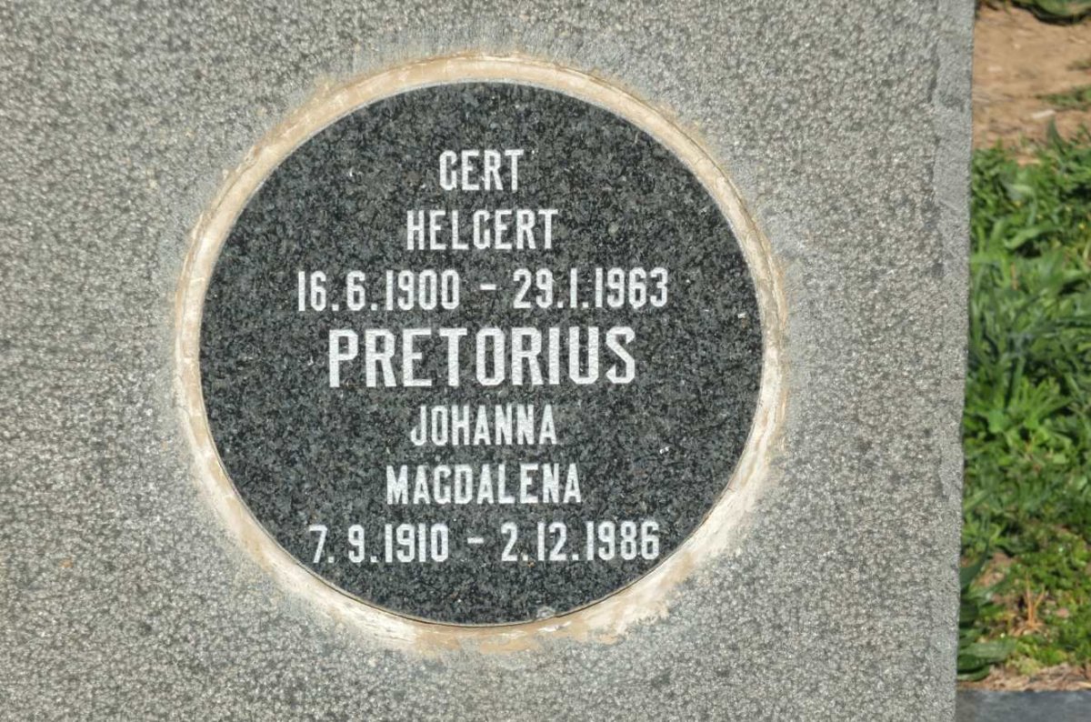 PRETORIUS Gert Helgert 1900-1963 &amp; Johanna Magdalena 1910-1986