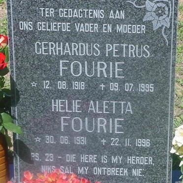 FOURIE Gerhardus Petrus 1918-1995 & Helie Aletta RABE 1931-1996
