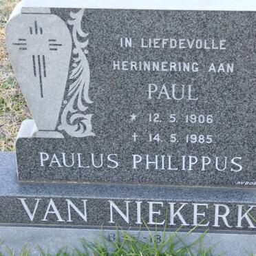 NIEKERK Paulus Philippus, van 1906-1985