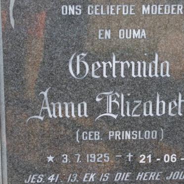 SPUY  Gertruida Anna Elizabeth,  van der nee PRINSLOO 1925-2005