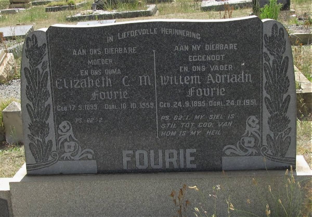 FOURIE Willem Adriaan 1895-1951 & Elizabeth C.M. 1899-1959
