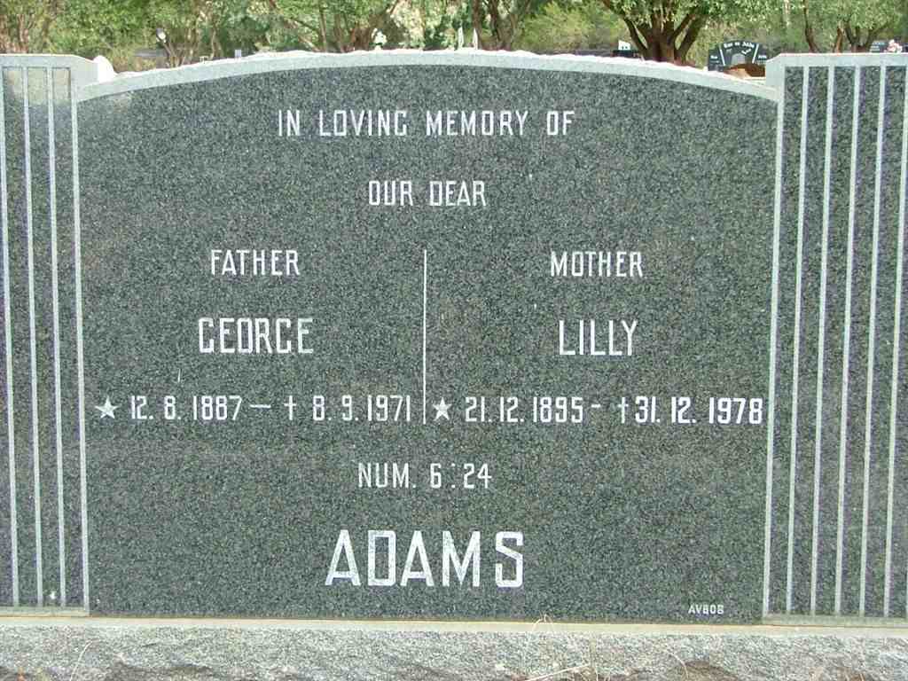 ADAMS George 1887-1971 & Lilly 1895-1978
