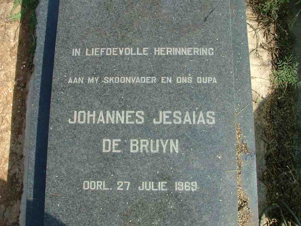 BRUYN Johannes Jesaias, de -1969