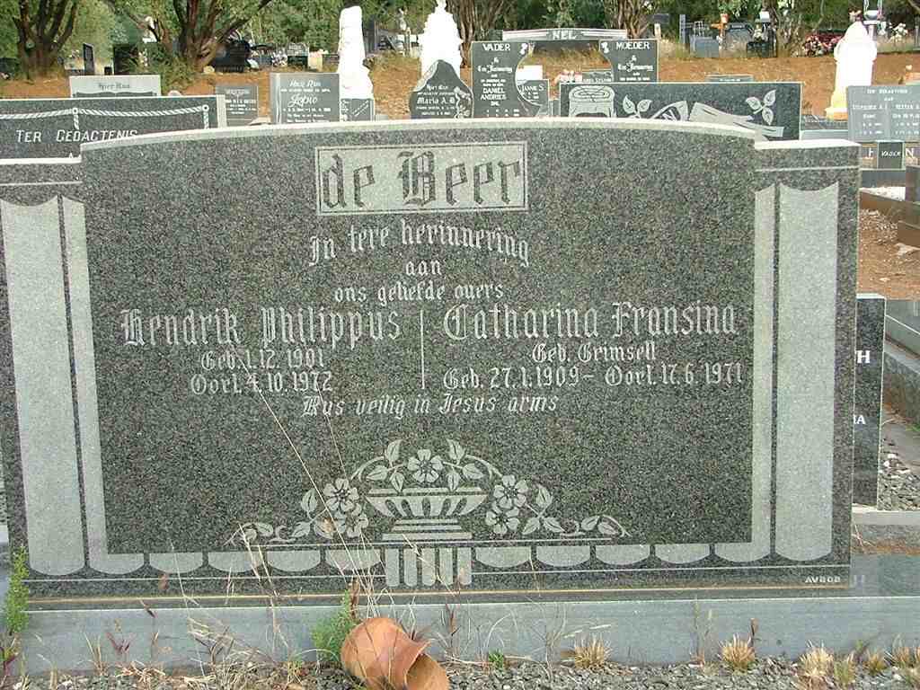 BEER Hendrik Philippus, de 1901-1972 & Catharina Fransina GRIMSELL 1909-1971