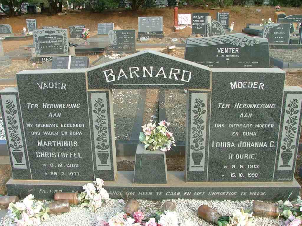 BARNARD Marthinus Christoffel 1909-1977 & Louisa Johanna C. FOURIE 1913-1990