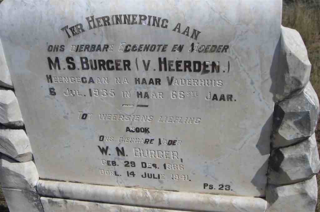 BURGER W.N. 1866-1941 & M.S. V. HEERDEN -1935
