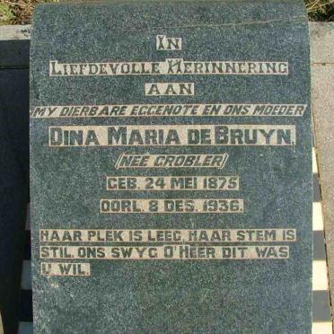 BRUYN Dina Maria, de nee GROBLER 1875-1936
