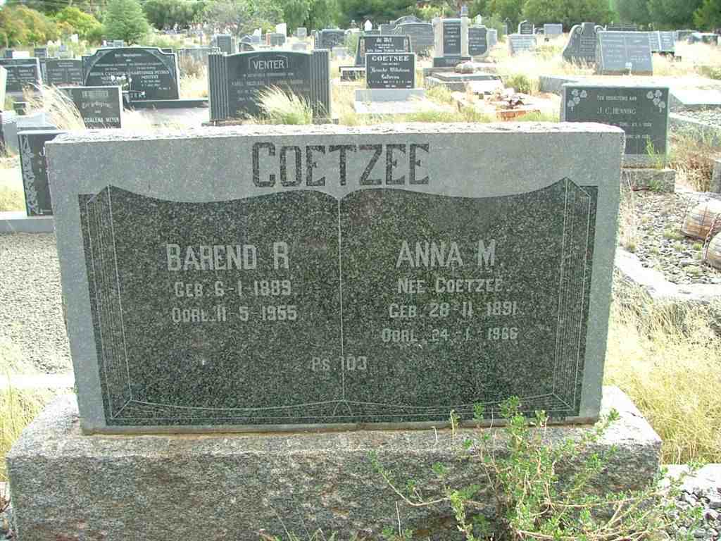 COETZEE Barend R. 1889-1955 & Anna M. COETZEE 1891-1966